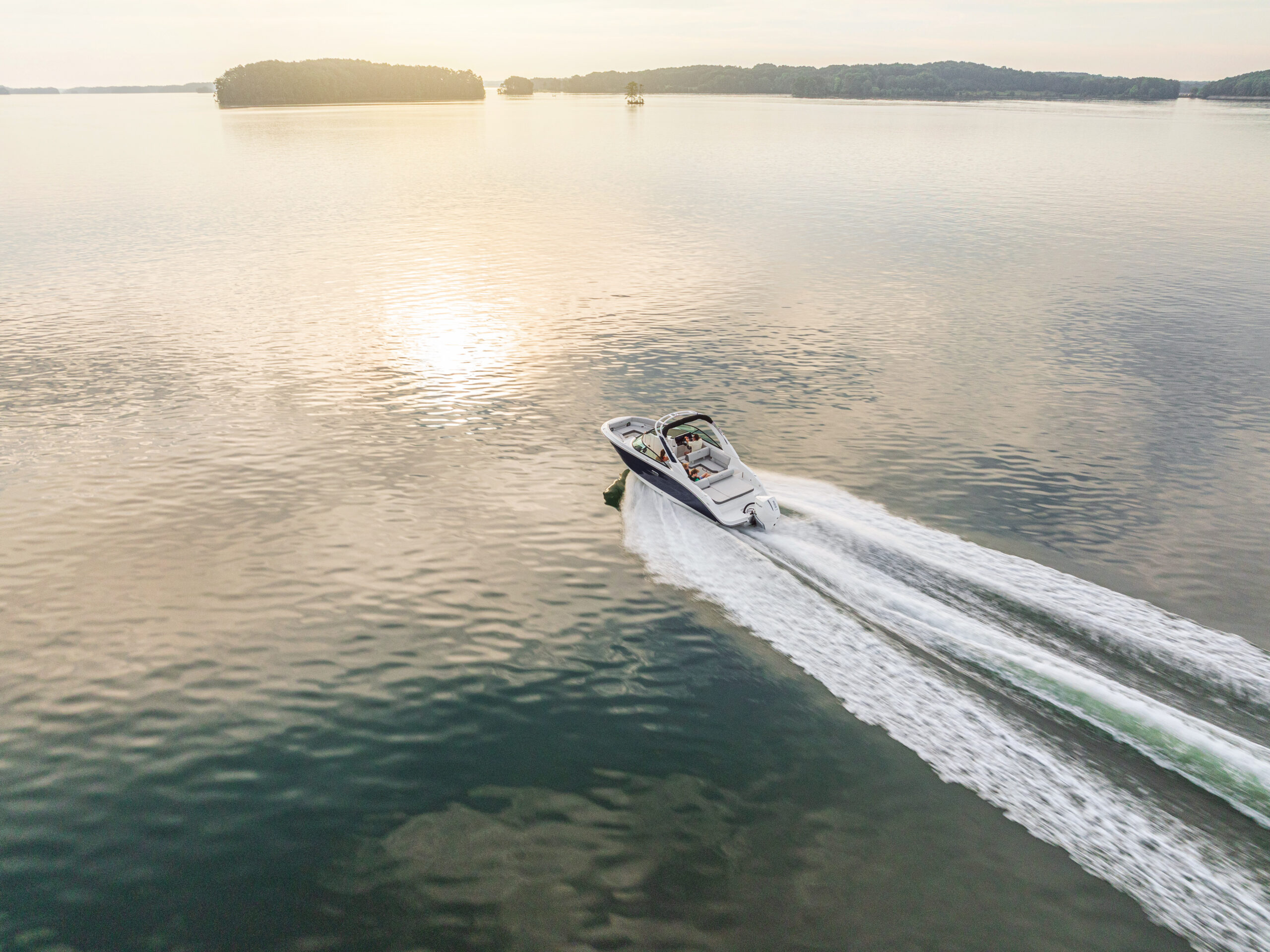 SDX 250 Outboard aerial view at sunset