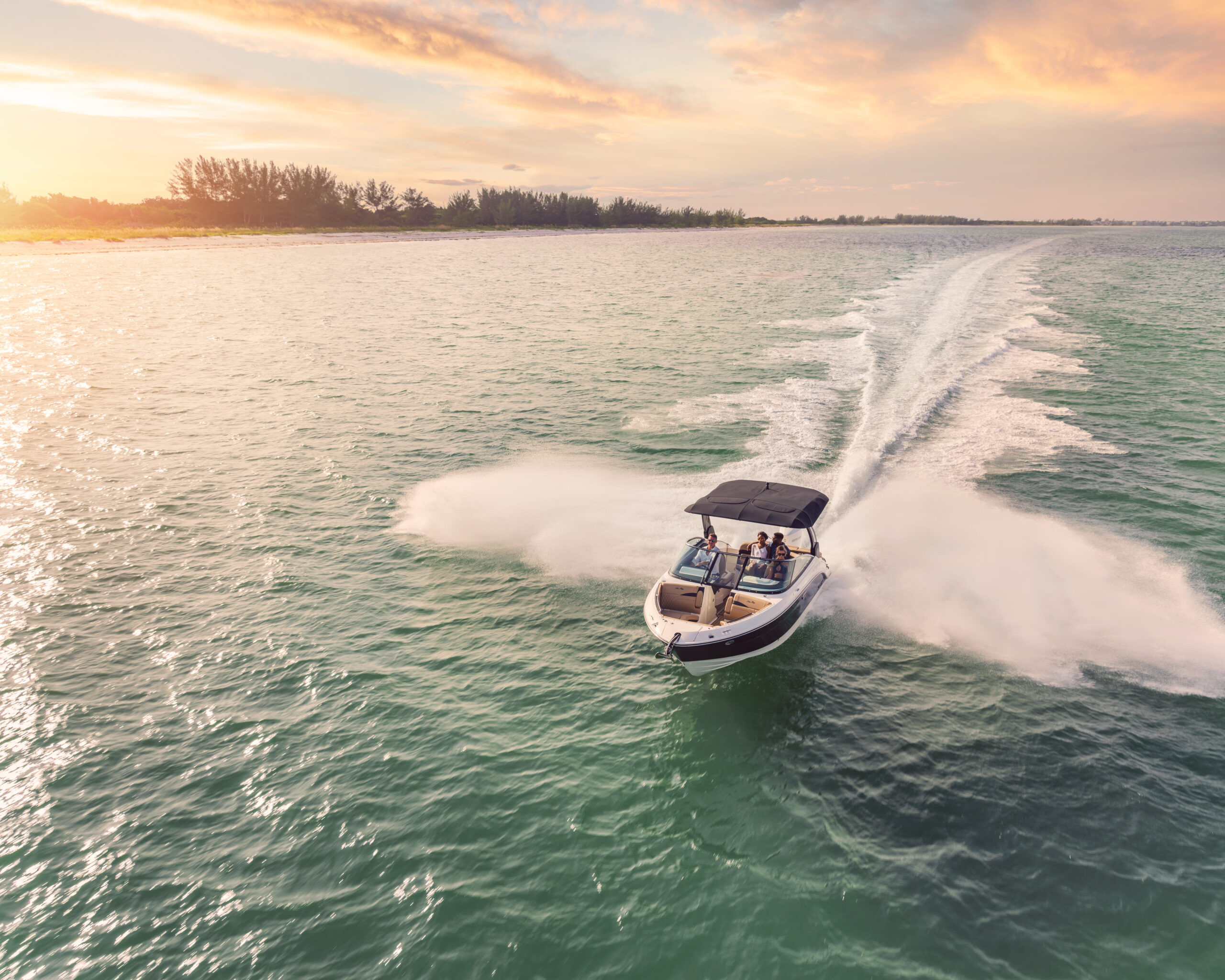 SLX 260 Outboard view at sunset
